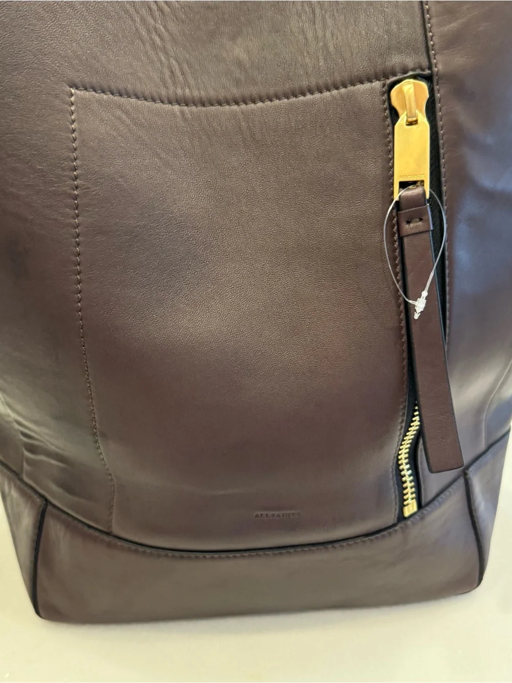 Allsaints Alba Leather Hobo Tote / Shoulder Bag Burgandy /Brown NWOT